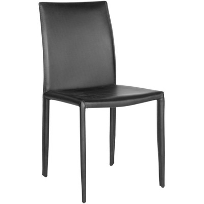 Karna Black Leather Upholstered Dining Side Chair Set