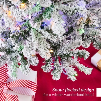 6ft Snow-Flocked Pencil Christmas Tree with Multicolor LED Lights