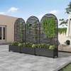 Wooakway 72"H Arch Metal Planter Box with Trellis Raised Garden Bed with Arbor Privacy Screen with Wheels - 2 of 4