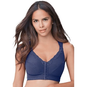 Comfort Choice Women's Plus Size Front-Close Cotton Wireless Posture Bra - 1 of 4