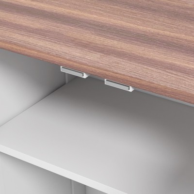 White Elevated Dog Feeding Station with Storage Cabinet