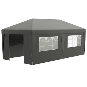 VisioGear 10'*19.5' Pop Up Canopy Tent with Sidewalls, Height Adjustable Party Tent, Event Shelter with Double Doors, Gray, 232.25"*117"*112.25" - 1 of 4