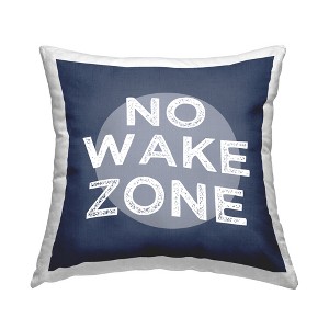 Stupell Industries No Wake Zone Nautical Phrase Bold Blue Printed Pillow, 18 x 18 - 1 of 3