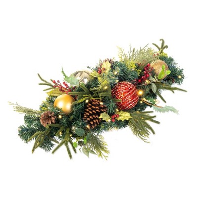 TreeKeeper Pre-Lit LED Table Top Centerpiece Swag Scarlet Hydrangea