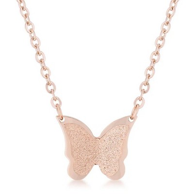 ShineHigh Breanne Rose Gold Butterfly Necklace – Stainless Steel Pendant with Light Texture in Feminine Rose Gold Finish