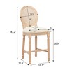 Vatros French Country Wooden Barstools Set of 2, Rattan Back, 26.9"H - 2 of 4