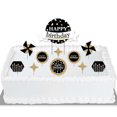 Big Dot of Happiness Adult Happy Birthday - Gold - Birthday Party Cake Decorating Kit - Happy Birthday Cake Topper Set - 11 Pieces