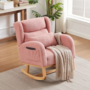 27.2"W Modern Accent High Backrest Living Room Lounge Arm Rocking Chair, Two Side Pocket - 1 of 4