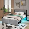 Tangkula Full Size Bed Frame w/ 2 Storage Drawers LED Lights Slats Support Modern - image 2 of 4