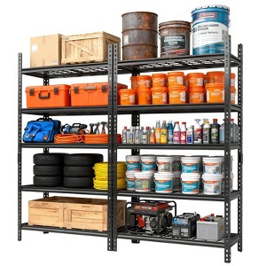 Heavy Duty 5-Tier Shelving Unit, 2200lb Capacity, Adjustable Metal Rack for Garage, Kitchen, or Basement, 36"W x 16"D x 72"H - Black - 1 of 4