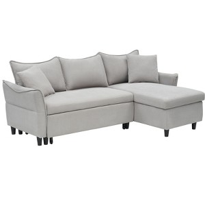 NicBex Modern 80 Inch Corduroy L-shaped Sofa with 2 Pillows,Pull-Out Sofa Bed with Storage Chaise for Small Spaces,Living Room,Apartment - 1 of 4
