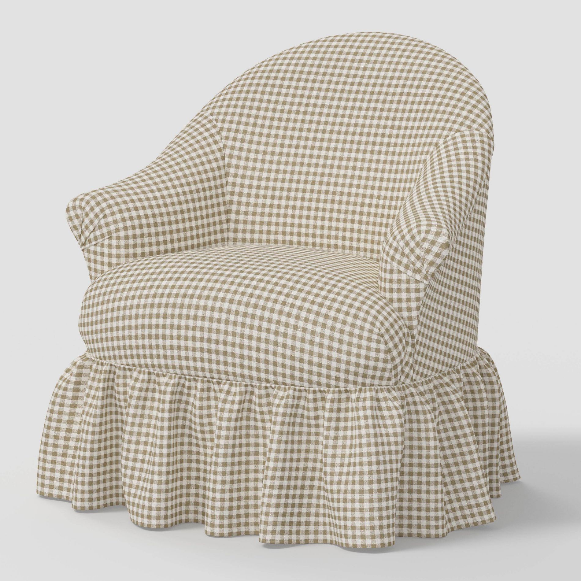 Ruffle Skirt Accent Chair with Swivel Kale Gingham Taupe Cream - Threshold™ designed with Studio McGee