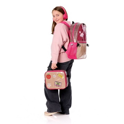 Locker Club Kids16L Kids Backpack with Lunch Box Headphone - Red/Gray: Preschool Backpack