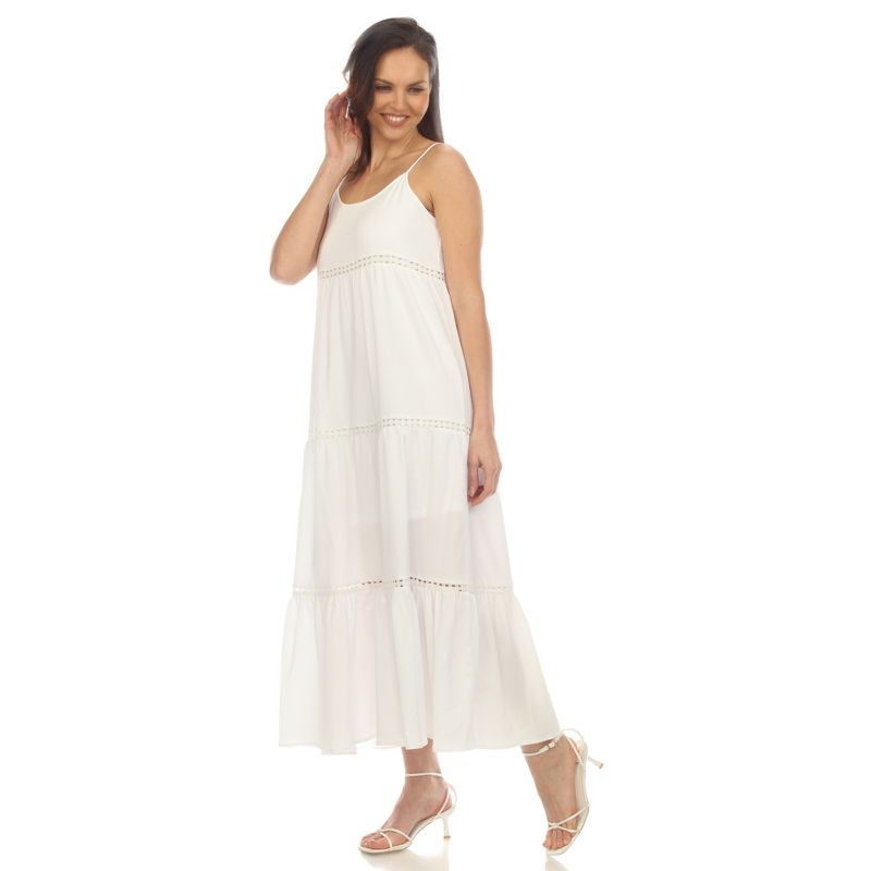 White Mark Women's Scoop Neck Tiered Maxi Dress, 3 of 8
