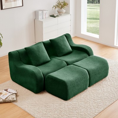 SKRAN Fabric Boneless Sofa, Curved Deep Seat  Couches, Streamlined Design No Assembly Required for Living Rooms and Bedrooms
