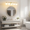 POWLIG 38.98" 5-Light Dimmable Bathroom Vanity Light - Gold Finish with Milky White Glass Shades, Transitional Modern Design - 3 of 4