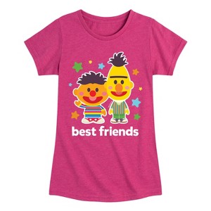 Girls' - Sesame Street - Best Friends Bert Ernie-Girls Fitted Short Sleeve Graphic T-Shirt Fitted Short Sleeve Graphic T-Shirt - 1 of 4