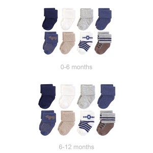 Hudson Baby Infant Boys Grow with Me Cotton Terry Socks, Bear, 0-6 and 6-12 Months - 1 of 1