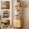 Lyngins Rotating 5-Tier Corner Bookshelves with Wheels,Bookshelf,Vertical Narrow Book Racks,Wood Bookcases for Office,Small Space - 4 of 4