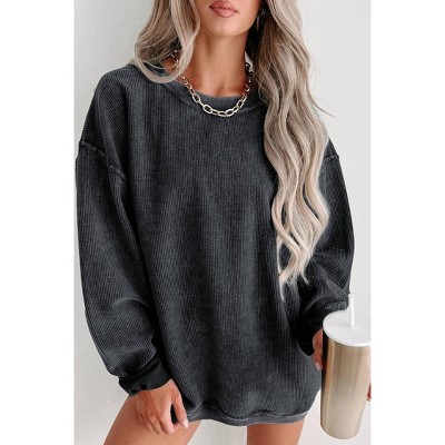 Women's Knit Round Neck Pullover Sweatshirt - YOUMI