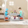 Kids Table and Chair Set, 4 in 1 Wooden Activity Table & 2 Chairs with Storage Drawer Detachable Tabletop for Toddlers Kids Drawing, Reading - 2 of 4