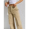 Womens Pants Casual Button Fly Cargo Jeans with Multi Pocket - 3 of 4