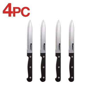 Ronco 4 Piece Steak Knife Set, Stainless-Steel Serrated Blades, Full-Tang Triple-Riveted Knives