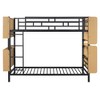Twin Over Twin Size Metal Bunk Bed  with Ladder and Full-Length Guardrail, Storage Space, No Box Spring Needed,Black - 3 of 4