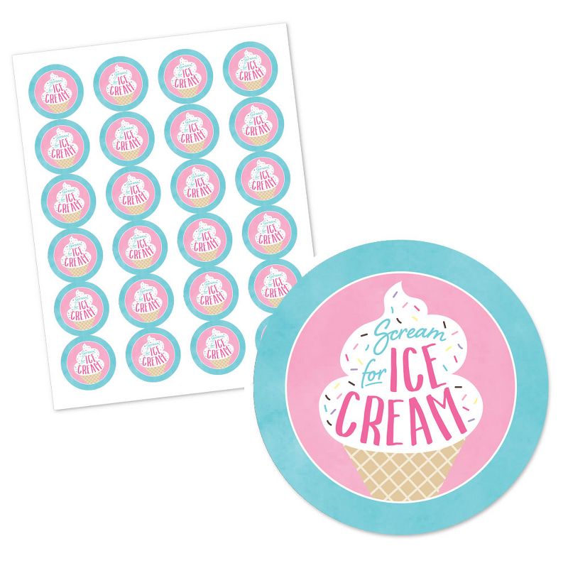 Big Dot of Happiness Scoop Up the Fun - Ice Cream - Sprinkles Party Circle Sticker Labels - 24 Count, 2 of 5