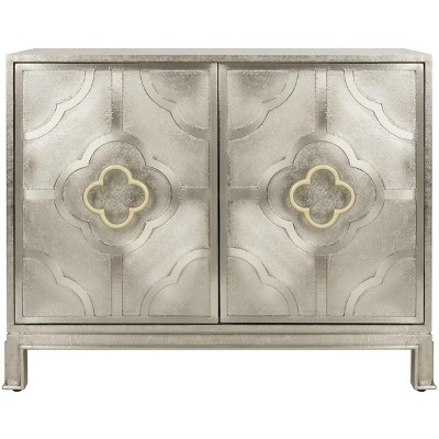 Antonella 42'' Silver Metal Chest with Quatrefoil Hardware