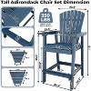 2pcs Outdoor Bar Height Adirondack Chairs with Connecting Tray, Balcony Chairs for Deck, Backyard, Outdoor Tall Adirondack Chairs Weather Resistant - 2 of 4