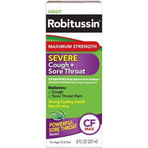 ROBITUSSIN SEVERE COUGH SORE THROAT SYRUP, 8 OZ - 1 of 4