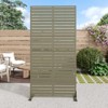 PexFix 72" x 35" Louvered Metal Privacy Screen Freestanding Outdoor Divider Panel for Patio Deck Balcony Heavy Duty Base Weatherproof Army Green - 3 of 4