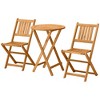 Outsunny Bistro Table and Chairs Set Of 2, Acacia Wood Patio Table, Wooden Folding Chairs, Varnished, 3 Piece Outdoor Furniture Set, Slatted, Teak - 4 of 4