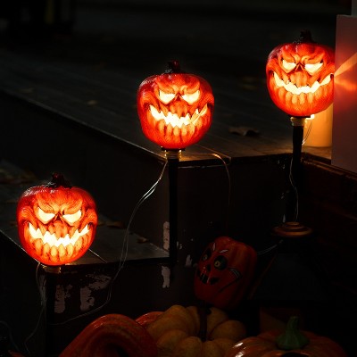 Joyfy 3 Pcs Halloween Pumpkin Pathway Lights Jack-O-Lantern Outdoor Decorations for Party Porch Yard Lawn Garden Prop Haunted House