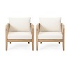 Okak Boho Outdoor Accent Chairs Upholstered Club Chairs,Set of 1/2,Patio Acacia Conversation seat for Porch,Garden&Backyard,400lbs Max - 2 of 4