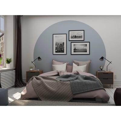 Mid-Century Modern Nature and Textured Grey 2-Drawer Nightstand Set