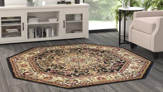 Emma and Oliver Ultra Soft Olefin Accent Rug with Traditional Medallion Design with Natural Jute Backing, 2 of 8, play video