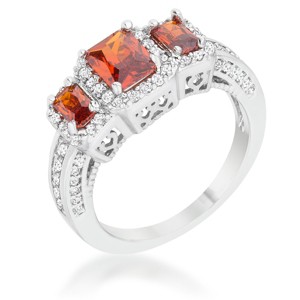 Slickblue Stunning 2.3ct CZ Cocktail Ring, Garnet/Sapphire Radiant Cut Trio Stones, Sizes 5-10, Classic Glam - 1 of 4