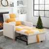 Aukfa Convertible Sleeper Chair Bed, Patchwork Pull Out Sofa Chair with Adjustable Backrest, Teddy - Beige/Yellow - 2 of 4