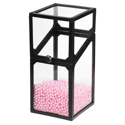 Unique Bargains Dustproof Faux Pearl Clear Makeup Brush Holder with Lid 1 Pc