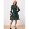 Allegra K Women's Metallic Star Split Neck Button-Up Smocked Chiffon Dresses - 4 of 4