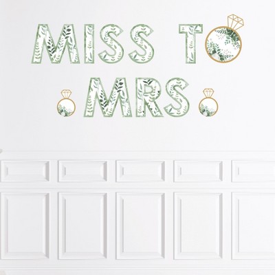 Big Dot of Happiness Boho Botanical Bridal - Peel and Stick Greenery Party Large Banner Wall Decals - Miss to Mrs