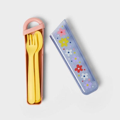 Kids' 4pc Recycled Plastic Flatware Set Flowers - Cat & Jack™️