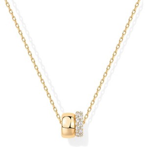 14K Gold Plated Pendant Necklace for Women, Two CZ Rondelle Sliding Pendants - 1 of 4