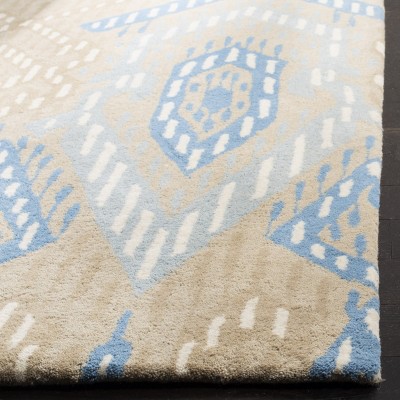 Hand-Tufted Artisan Blue Wool Rectangular Area Rug - 5' x 8'