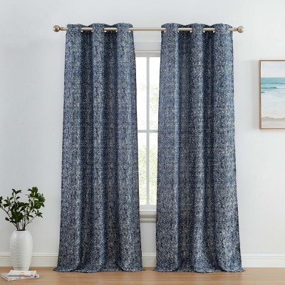 HLC.ME Avalon Jacquard Slub Texture - Privacy Curtains Grommet Lightweight Window Curtains Panels, 2 Panels