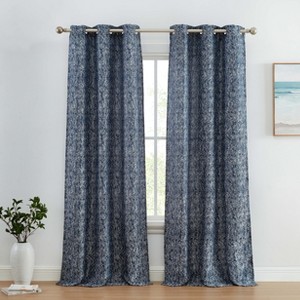 HLC.ME Avalon Jacquard Slub Texture - Privacy Curtains Grommet Lightweight Window Curtains Panels, 2 Panels - 1 of 4