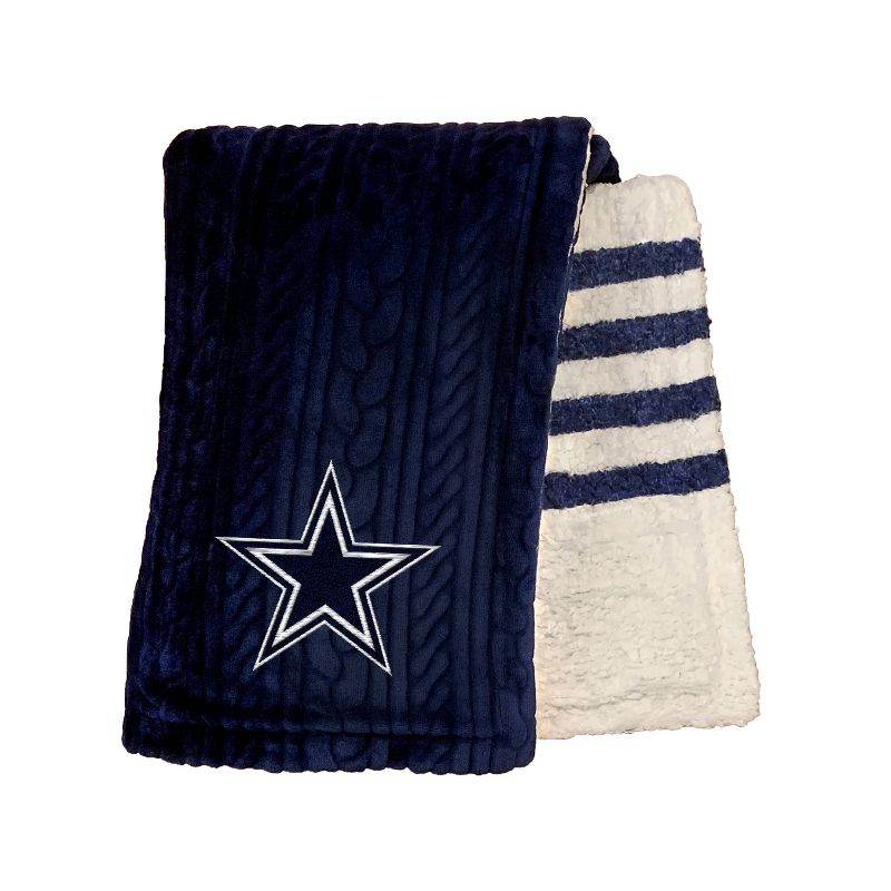 NFL Dallas Cowboys Embossed Logo Faux Shearling Stripe Blanket, 2 of 4