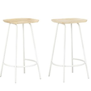vidaXL Bar Stool Set of 2 Bleached wood, White - 1 of 2
